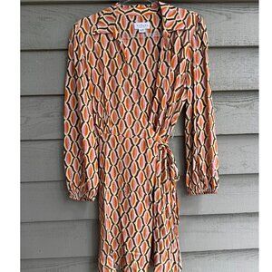 Velvet by Graham & Spencer Wrap Dress | Geometric Print | Size S | Made in USA